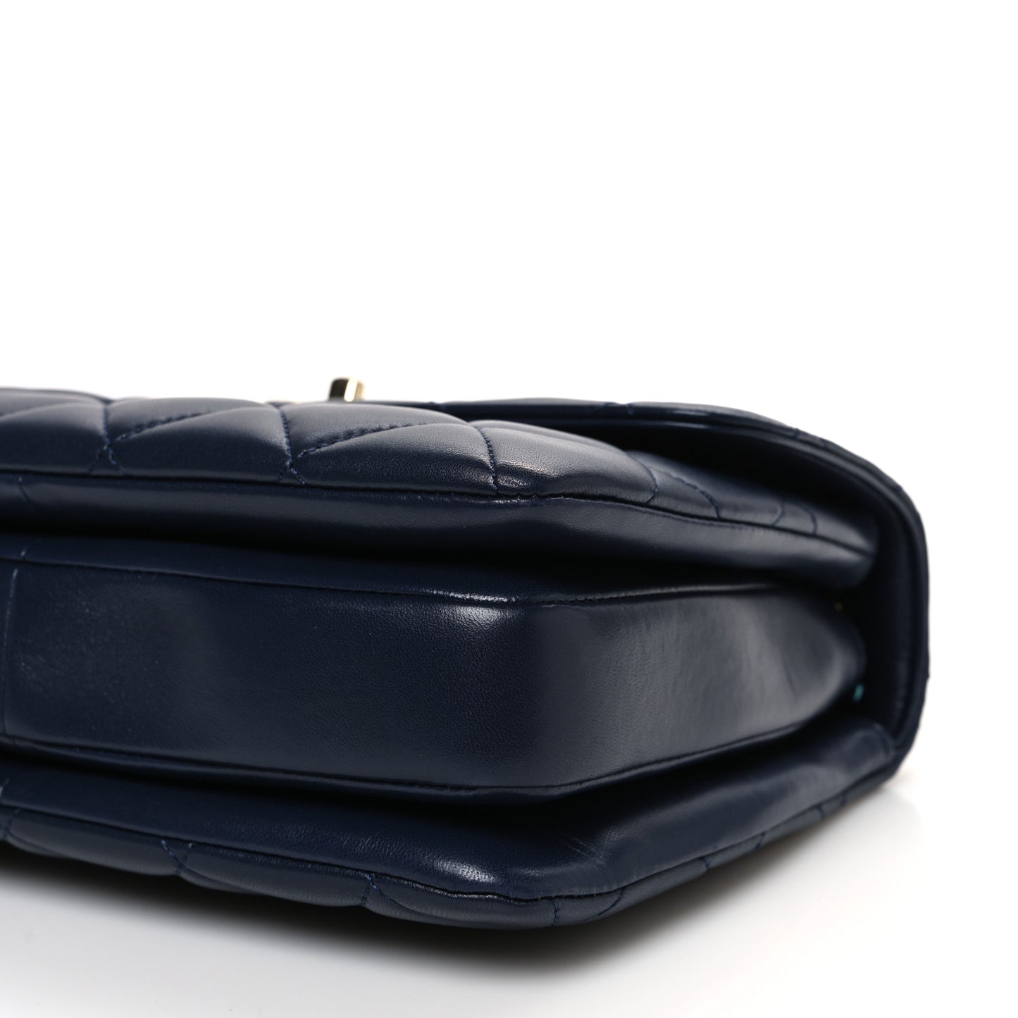 Lambskin Quilted Small Trendy CC Flap Dual Handle Bag Navy