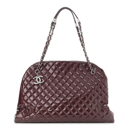 Chanel Patent Quilted Maxi Just Mademoiselle Bowling Bag Burgundy 1 of 11