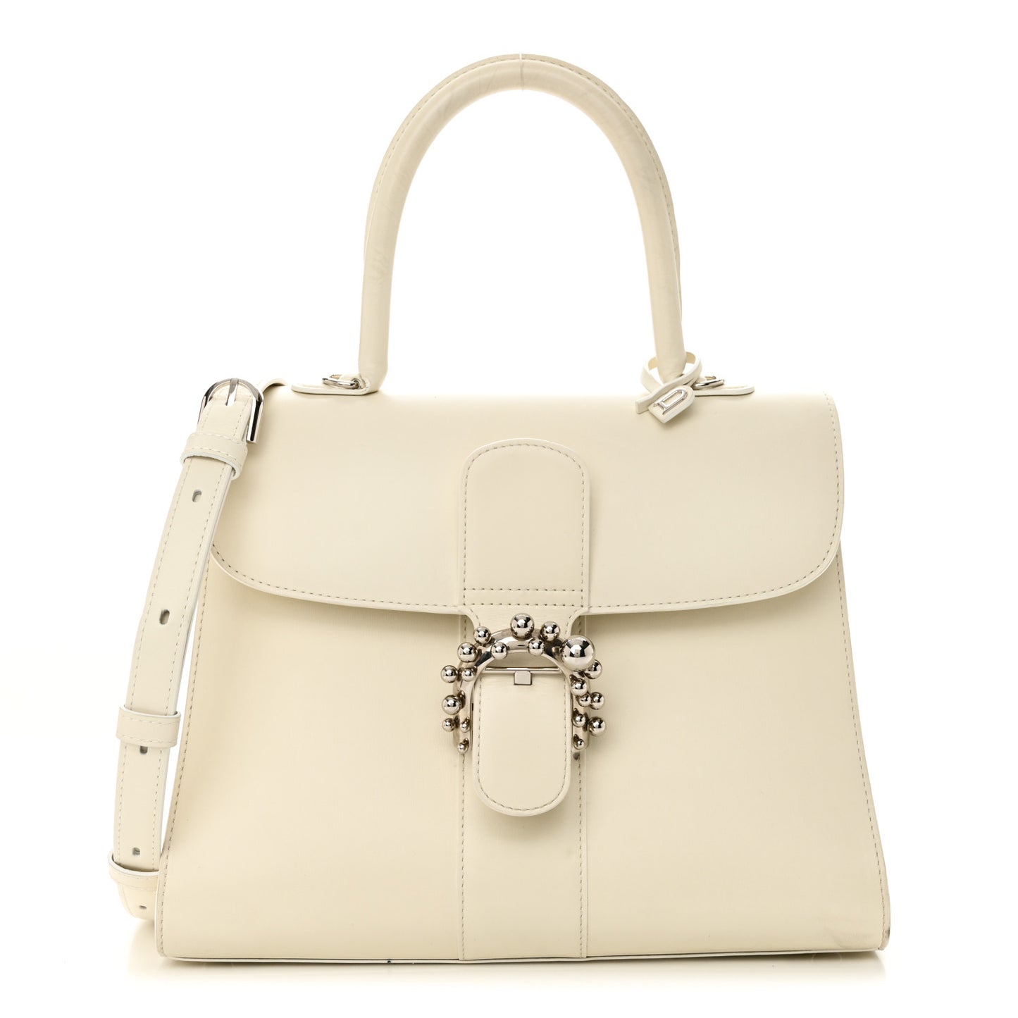 Box Calfskin Studded MM Brillant Satchel Ivory