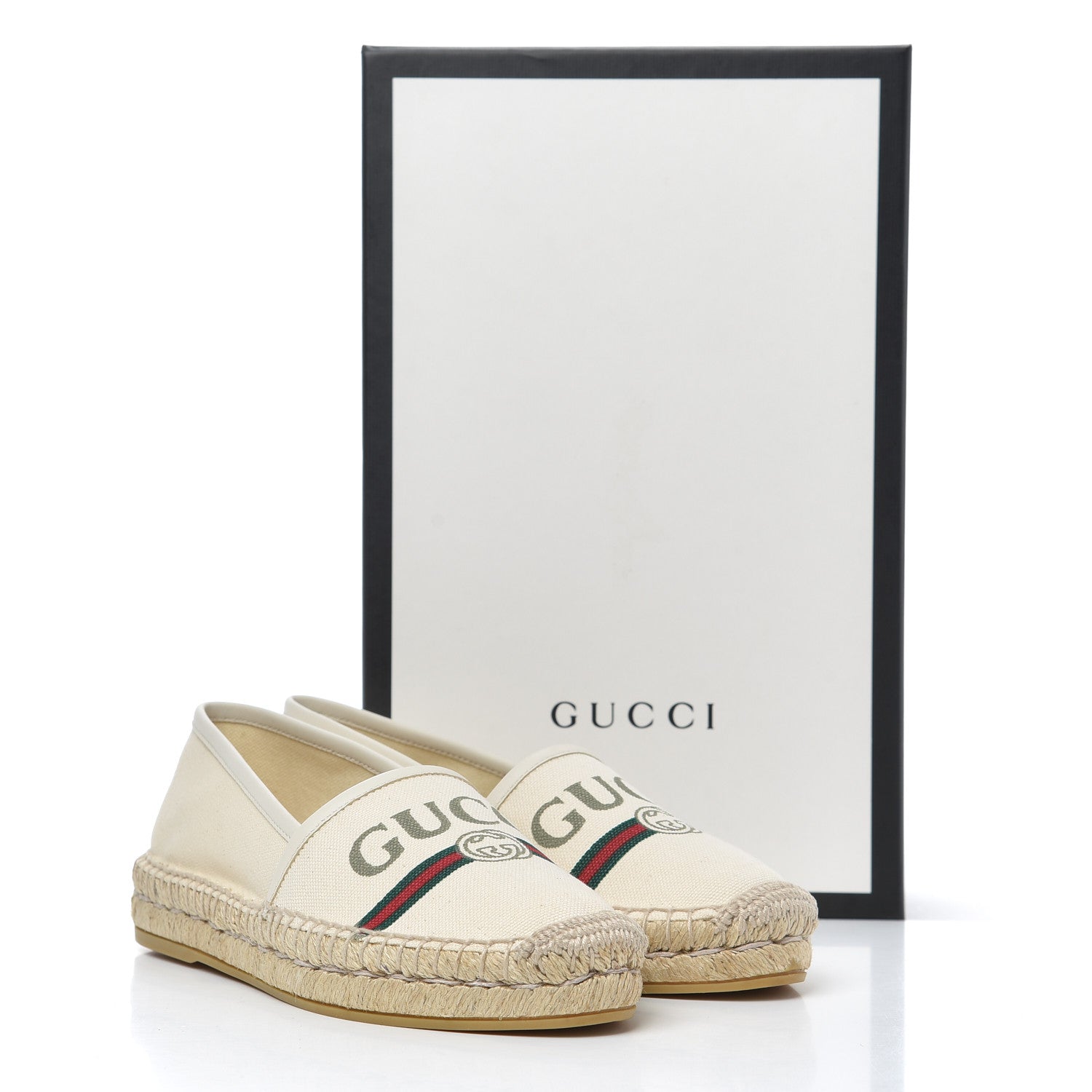 Gucci Canvas Logo Espadrilles 35 Greggio White 10 of 10
