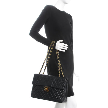 Chanel Lambskin Quilted XL Jumbo Single Flap Black 2 of 9