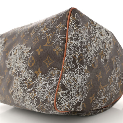 Louis Vuitton Monogram Dentelle Speedy 30 Silver 10 of 15