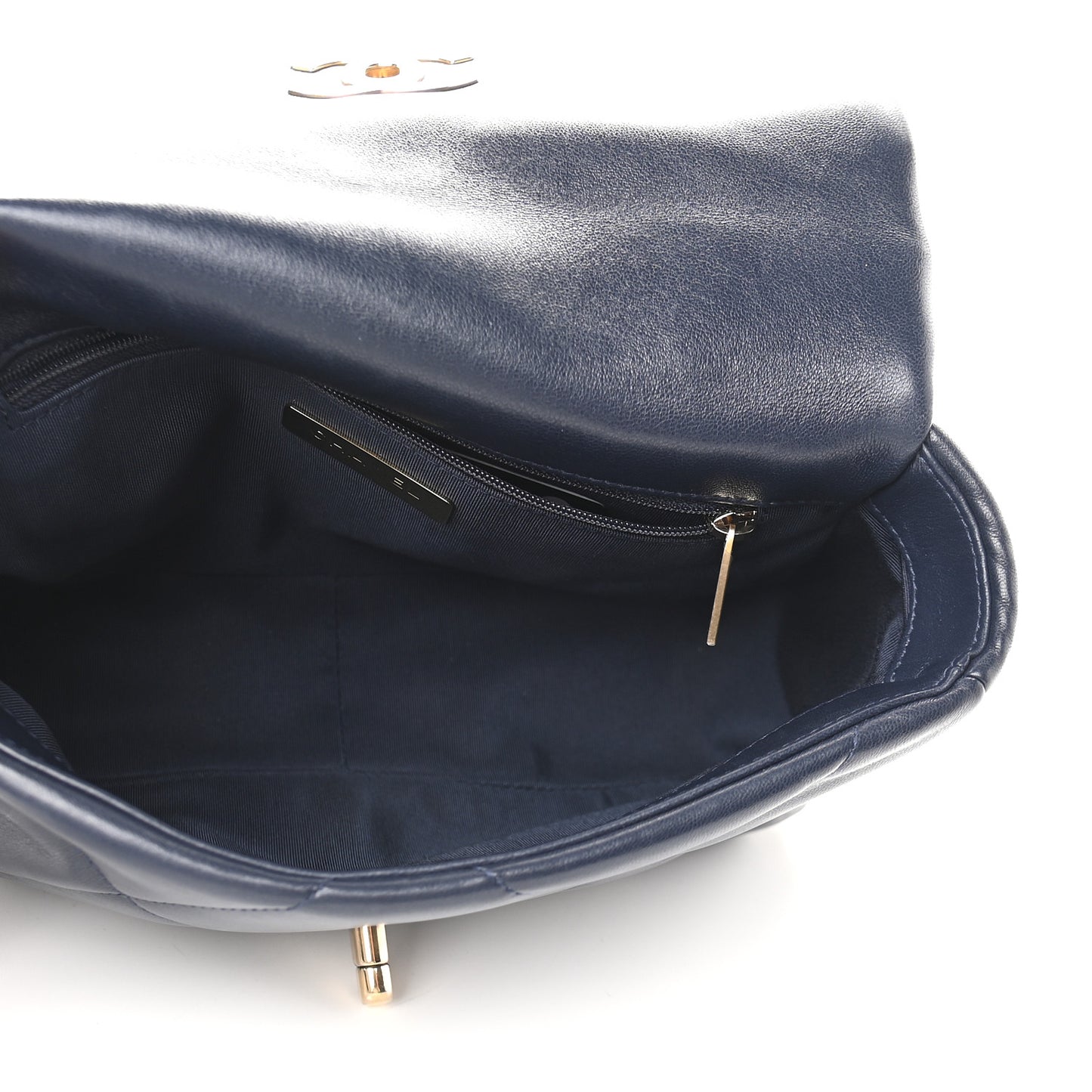 Lambskin Quilted Medium Chanel 19 Flap Navy Blue
