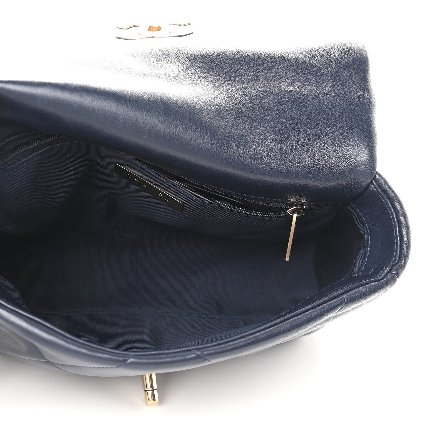 Chanel Lambskin Quilted Medium Chanel 19 Flap Navy Blue 5 of 9