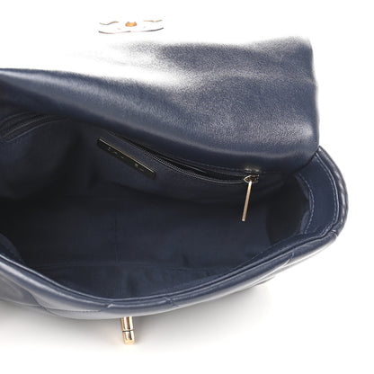Chanel Lambskin Quilted Medium Chanel 19 Flap Navy Blue 5 of 9