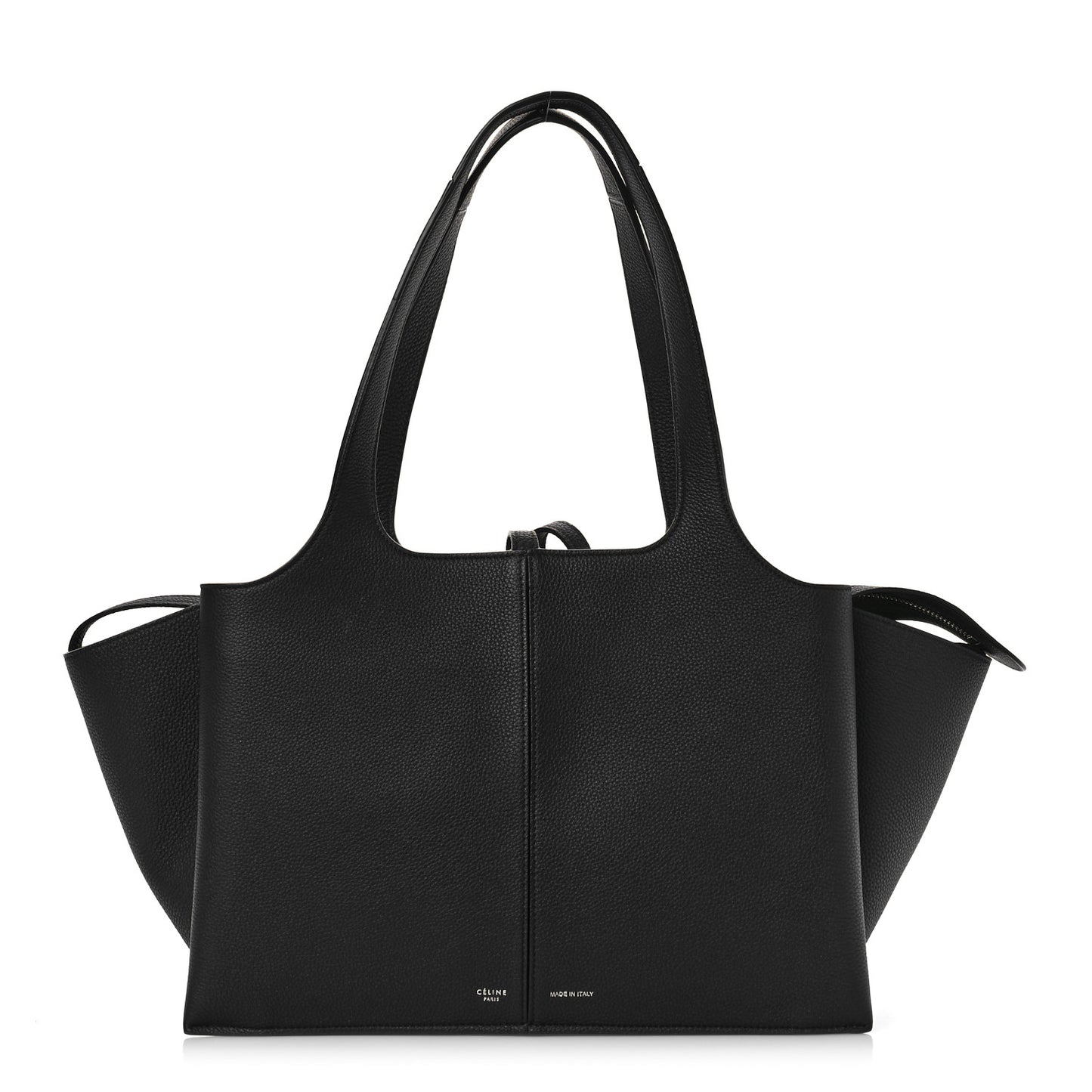 Baby Grained Calfskin Medium Tri-Fold Bag Black