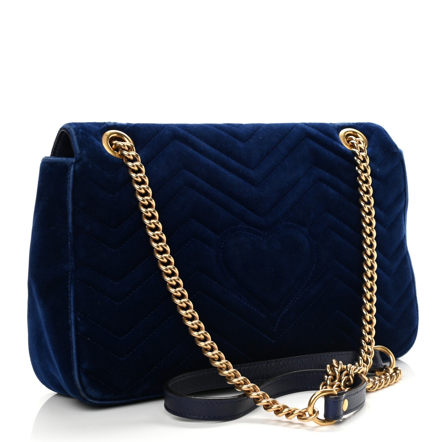 Gucci Velvet Matelasse Medium GG Marmont Shoulder Bag Cobalt Blue 3 of 14