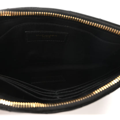 Saint Laurent Calfskin Matelasse Chevron Monogram A5 Wristlet Black 5 of 10