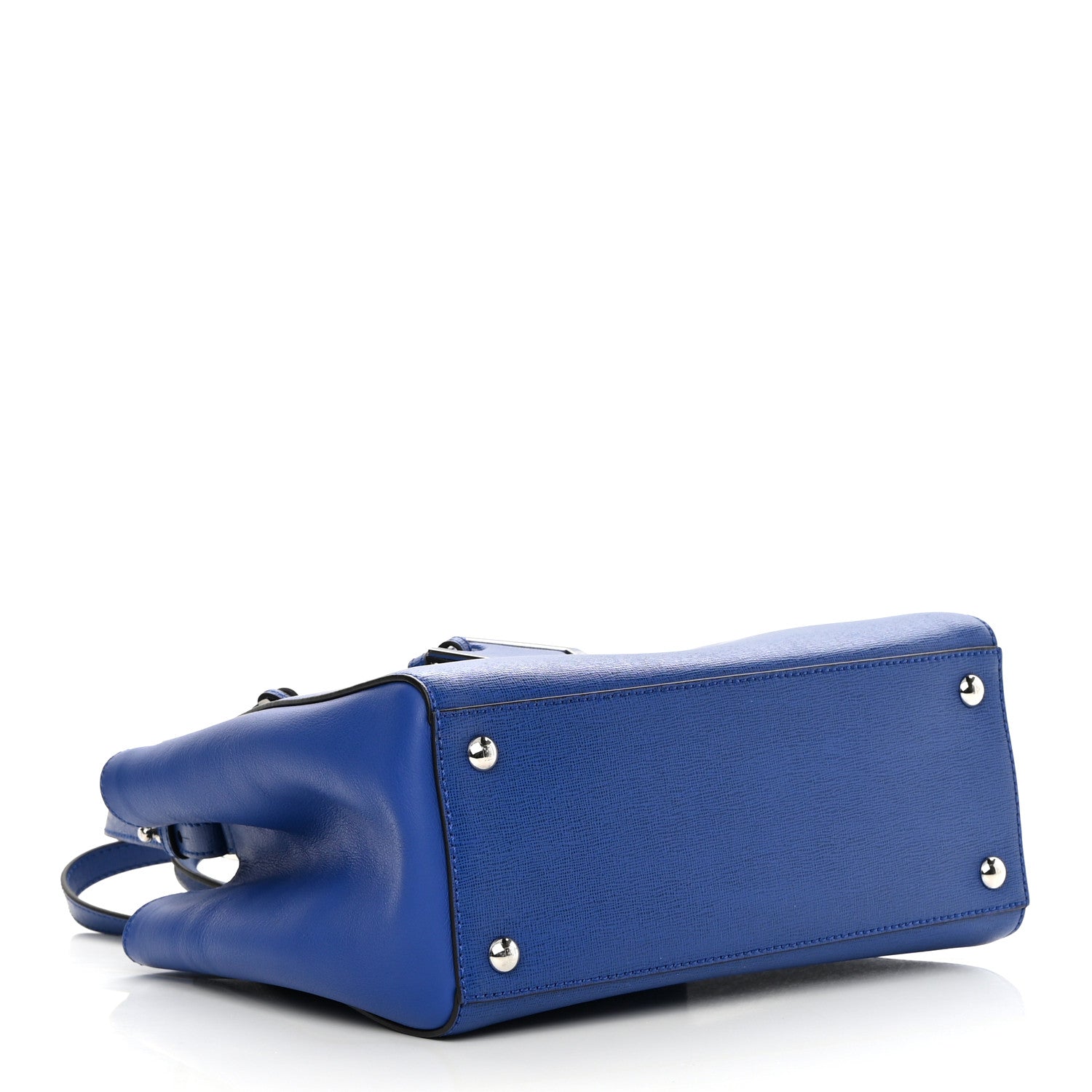 Fendi Vitello Elite Petite 2Jours Tote Blue Neon 4 of 10
