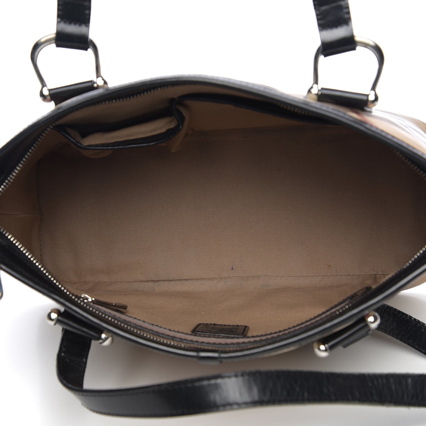 Patent Trim Nova Check Shopper Tote Black