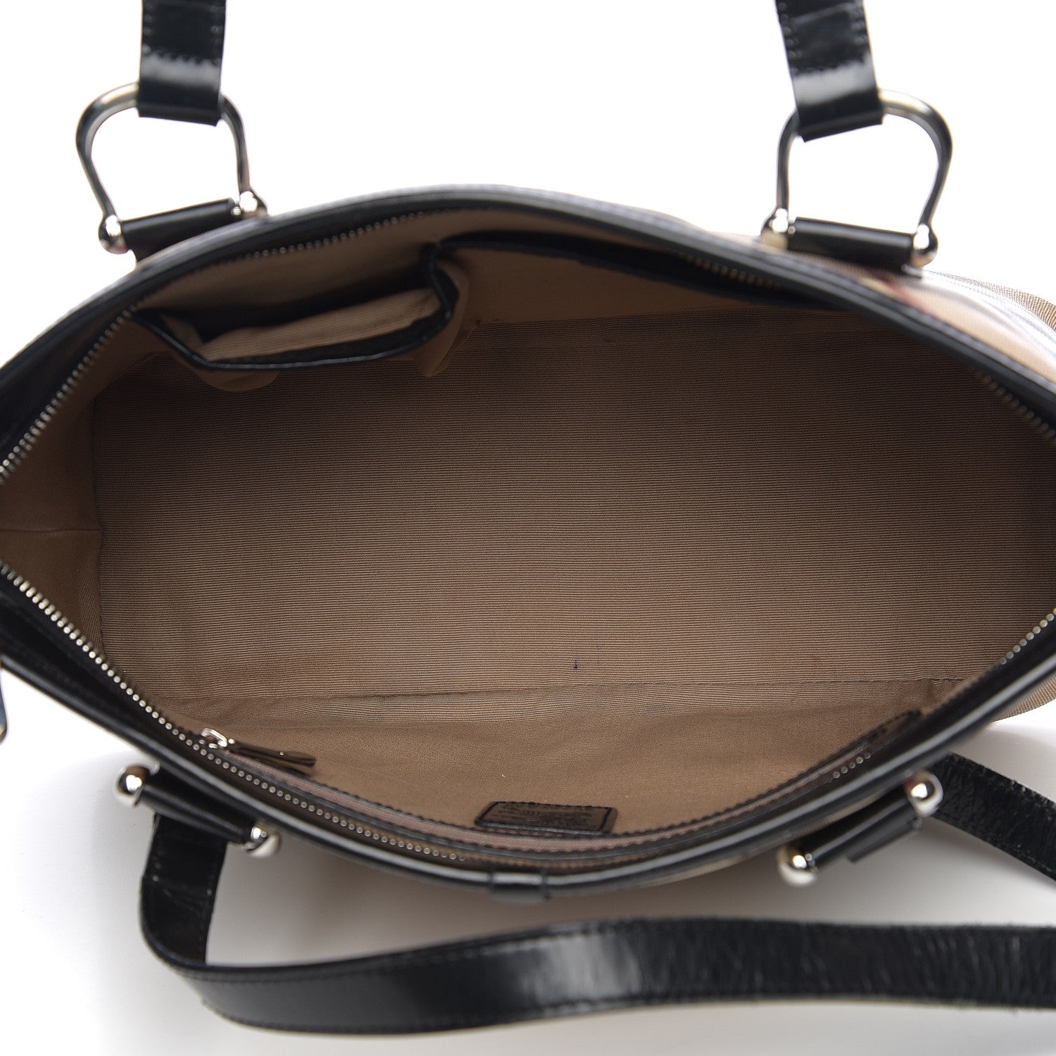 Burberry Patent Trim Nova Check Shopper Tote Black 4 of 9