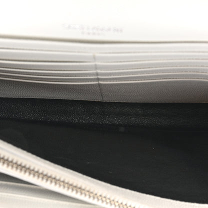 Saint Laurent Grain De Poudre Matelasse Chevron Monogram Chain Wallet White 7 of 13