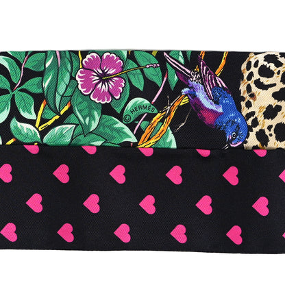 Hermes Silk Jungle Love Love Twilly Black Vert Rose Vif 4 of 4