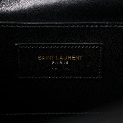 Saint Laurent Grain De Poudre Matelasse Chevron Medium Monogram Satchel Black 7 of 14