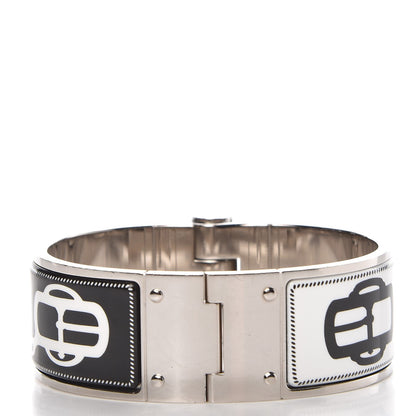 Hermes Enamel Printed Wide Boucleries Modernes Hinged Bracelet S Black 4 of 5