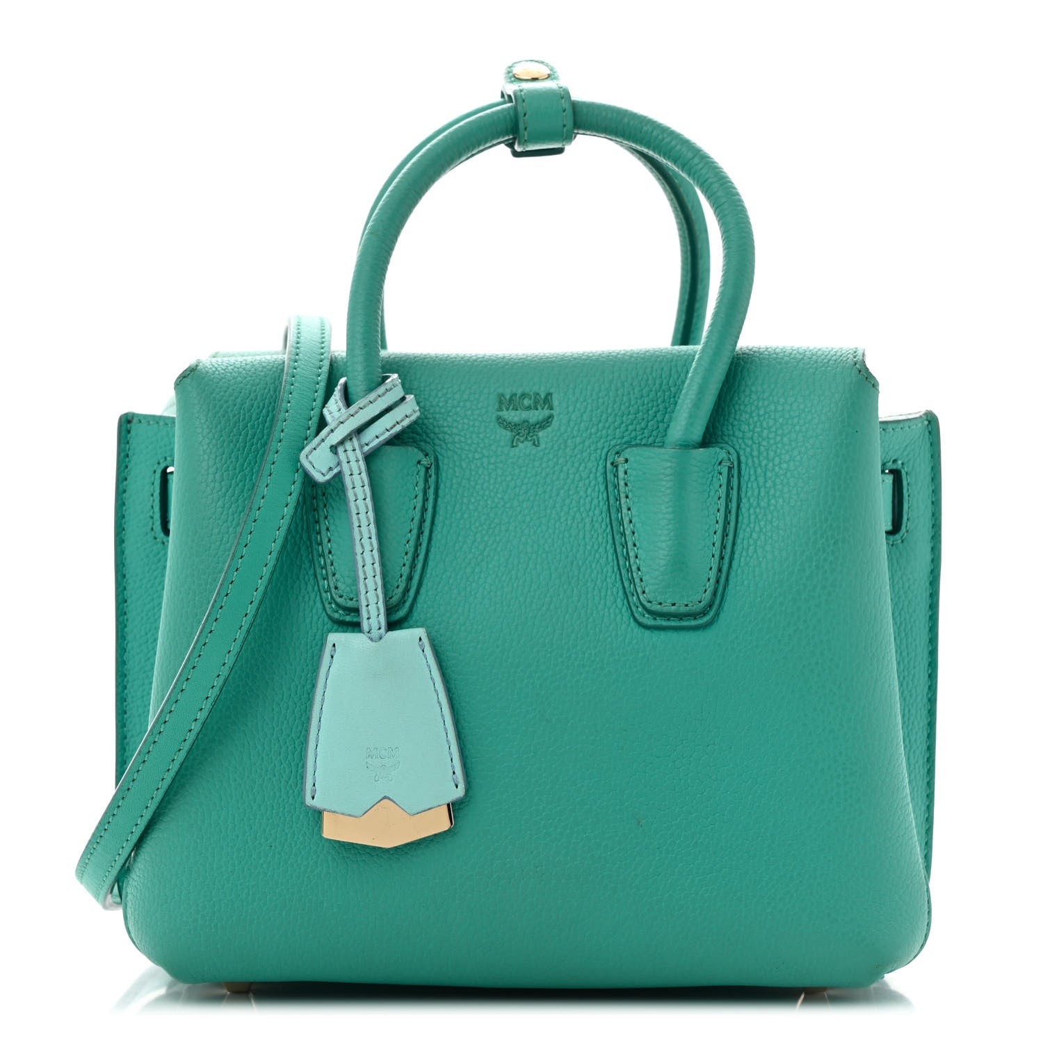 MCM Grained Calfskin Mini Milla Tote Oasis Green 1 of 16