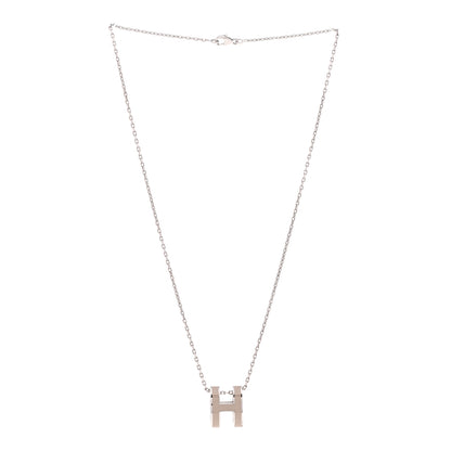 Hermes Lacquered Palladium Pop H Pendant Necklace Marron Glace 3 of 7