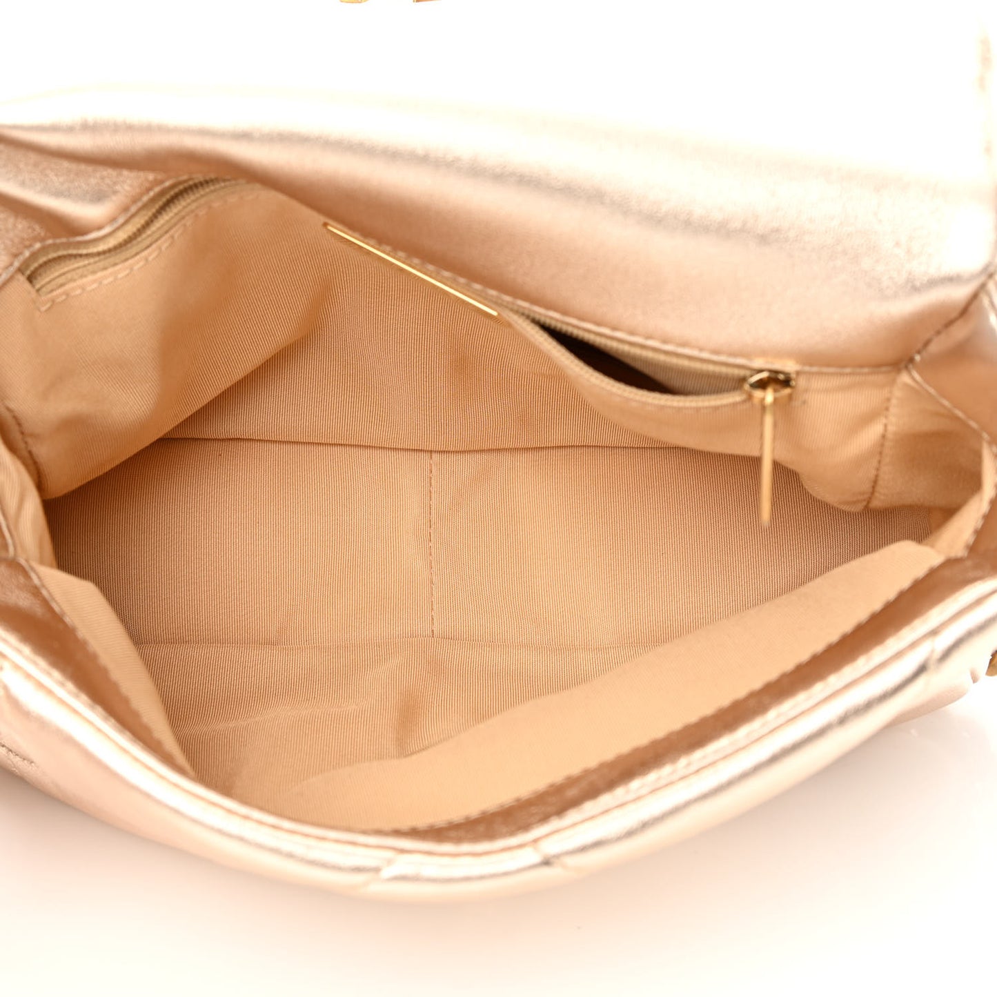 Metallic Lambskin Quilted Medium Chanel 19 Flap Gold
