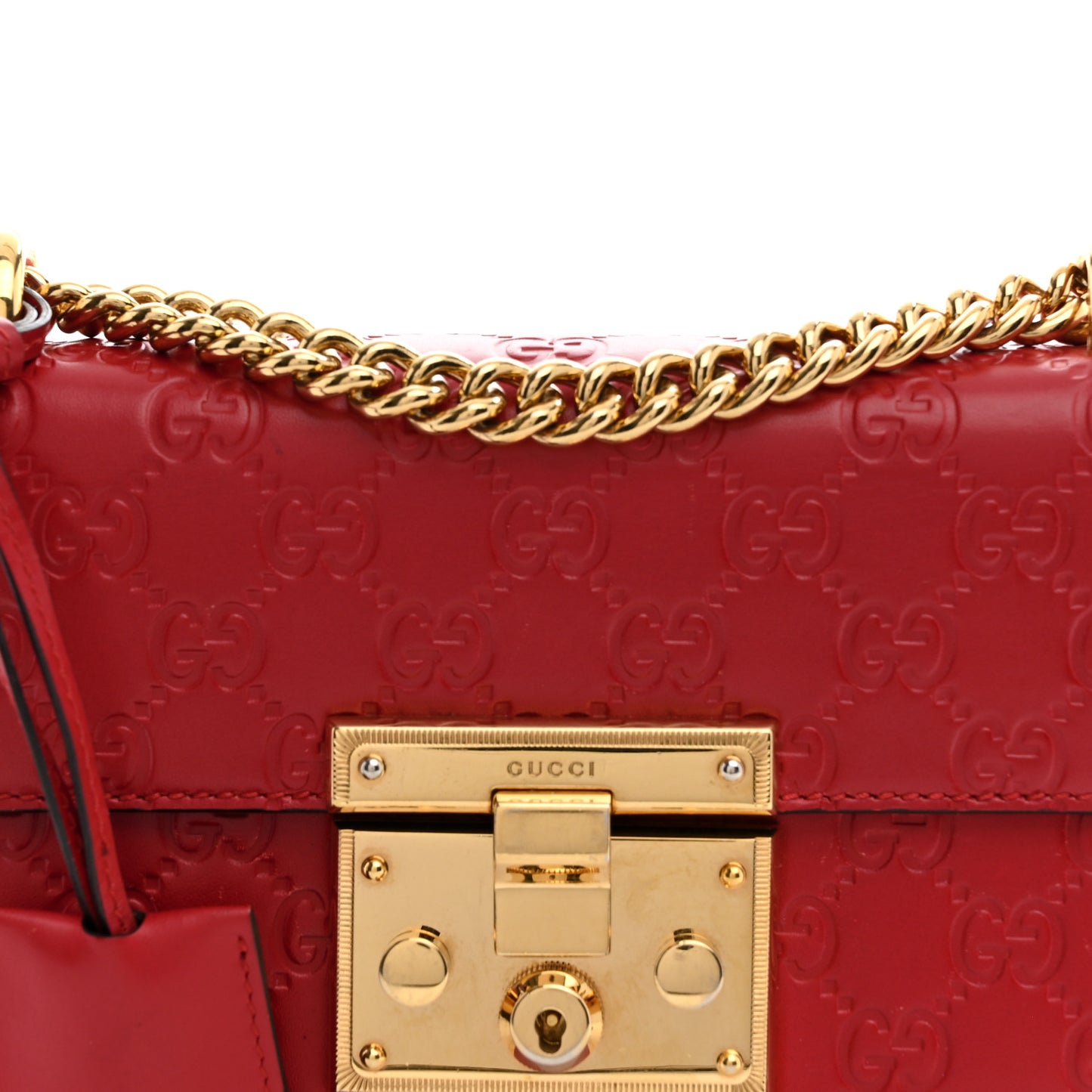 Guccissima Small Padlock Shoulder Bag Hibiscus Red