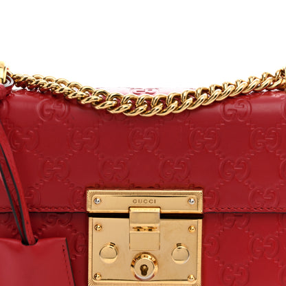 Gucci Guccissima Small Padlock Shoulder Bag Hibiscus Red 7 of 12