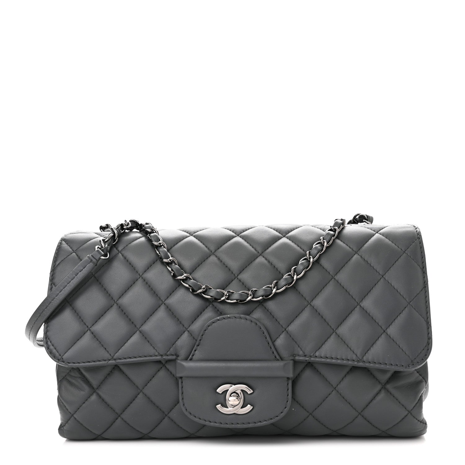 Chanel Lambskin Quilted Jumbo Coco Loop Flap Grey 1 of 11