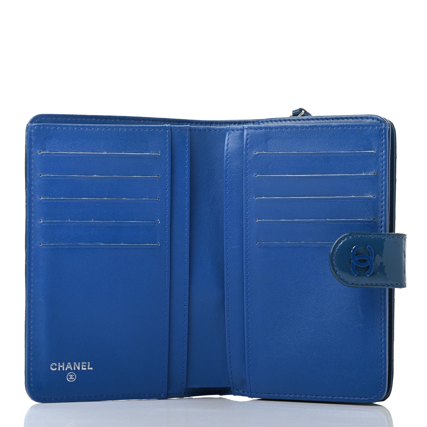 Patent Quilted Zip Pocket Wallet Blue