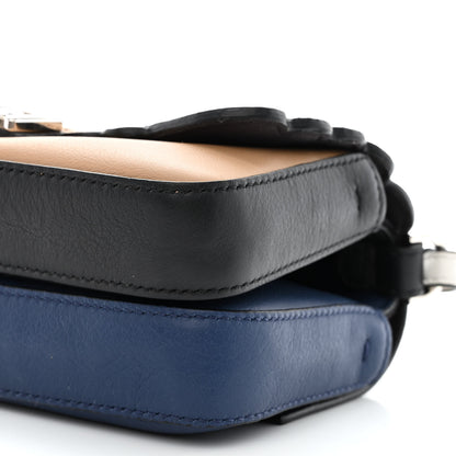 Fendi Vitello Dolce Flowers and Bows Scalloped Double Baguette Cuoio Blue Multicolor 11 of 13