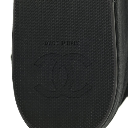 Chanel Grosgrain Crystal Logo Platform Sandals 39 Black 6 of 8
