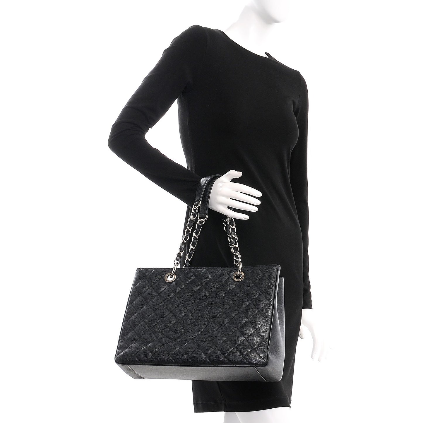Caviar Quilted Grand Shopping Tote GST Black