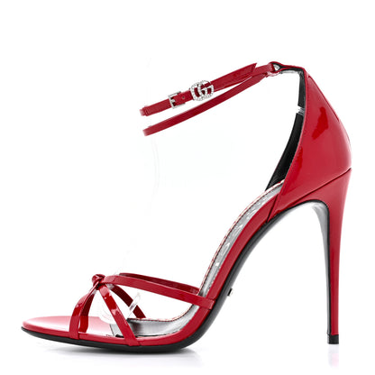 Gucci Patent Crystal Removable Bow Sandals 40 Red 1 of 8