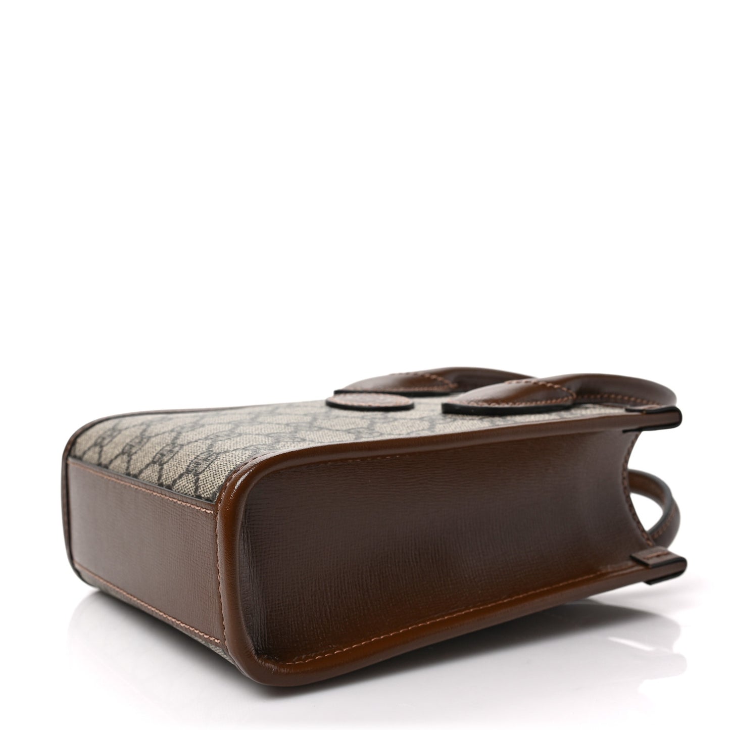 GG Supreme Monogram Azalea Calfskin Mini Retro Interlocking G Tote Bag Beige Ebony Brown Sugar