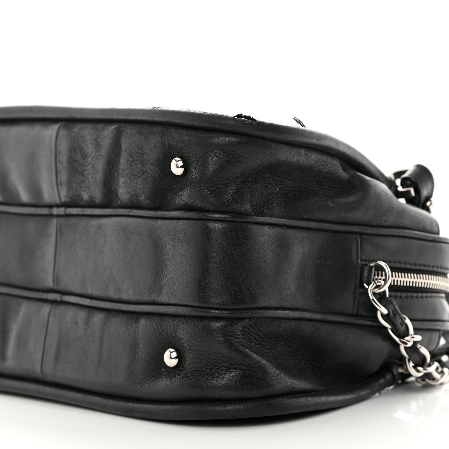 Iridescent Calfskin Quilted Relax CC Camera Case Black