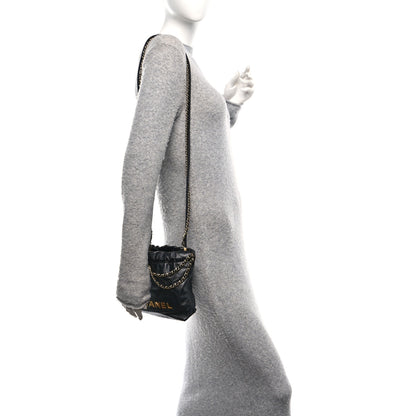 Chanel Shiny Calfskin Quilted Mini Chanel 22 Black 2 of 10
