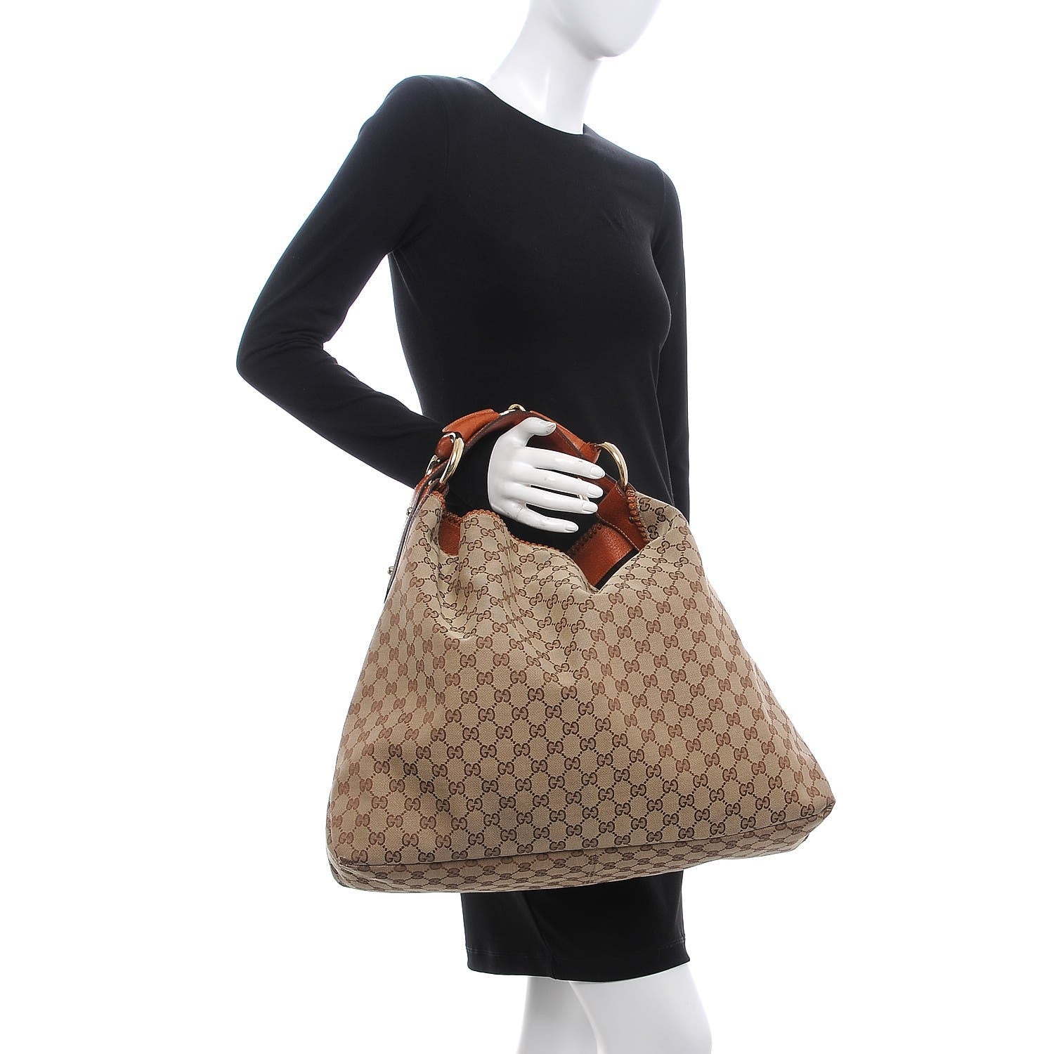 Gucci Monogram Large Horsebit Chain Hobo Brown 2 of 8