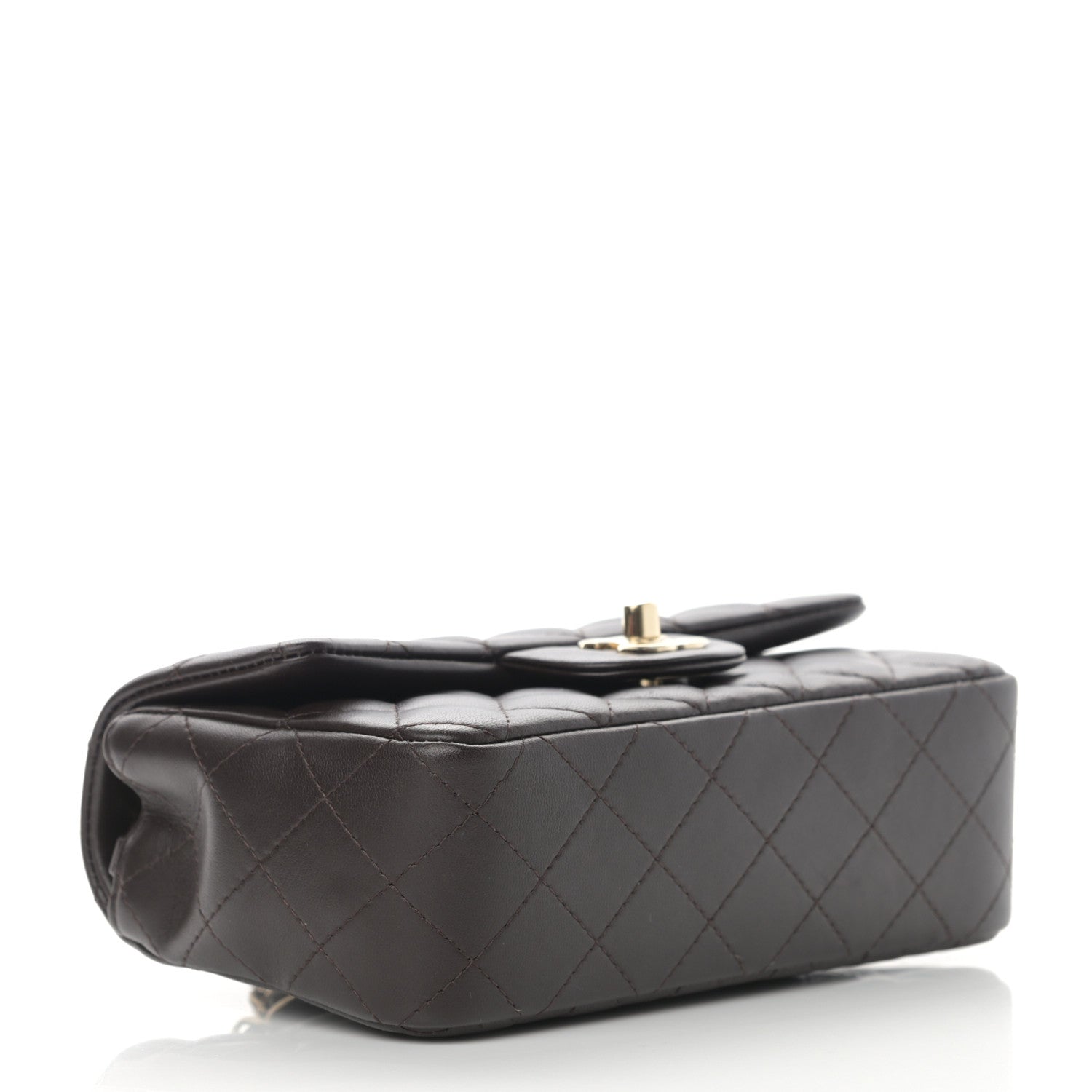 Chanel Lambskin Quilted Mini Rectangular Flap Dark Brown 4 of 13