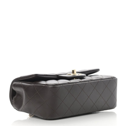 Chanel Lambskin Quilted Mini Rectangular Flap Dark Brown 4 of 13