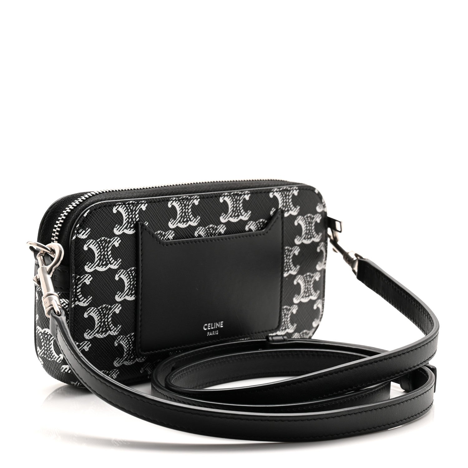 Celine Triomphe Canvas Horizontal Pouch Silver Black 4 of 23