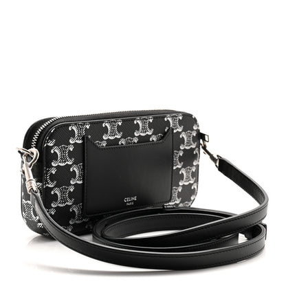 Celine Triomphe Canvas Horizontal Pouch Silver Black 4 of 23