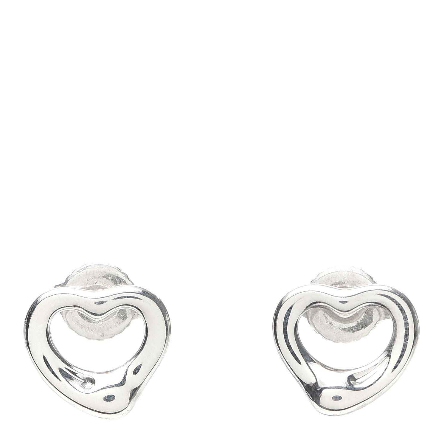 Tiffany Sterling Silver 11mm Elsa Peretti Open Heart Earrings 1 of 4