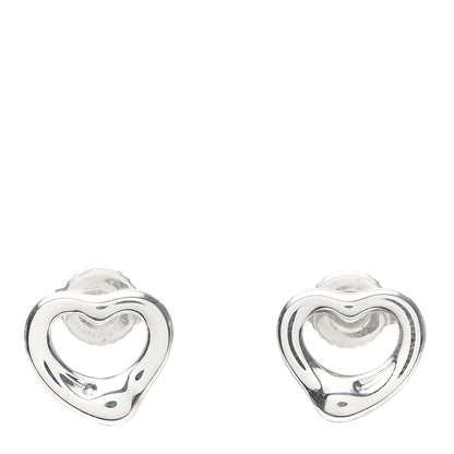 Tiffany Sterling Silver 11mm Elsa Peretti Open Heart Earrings 1 of 4