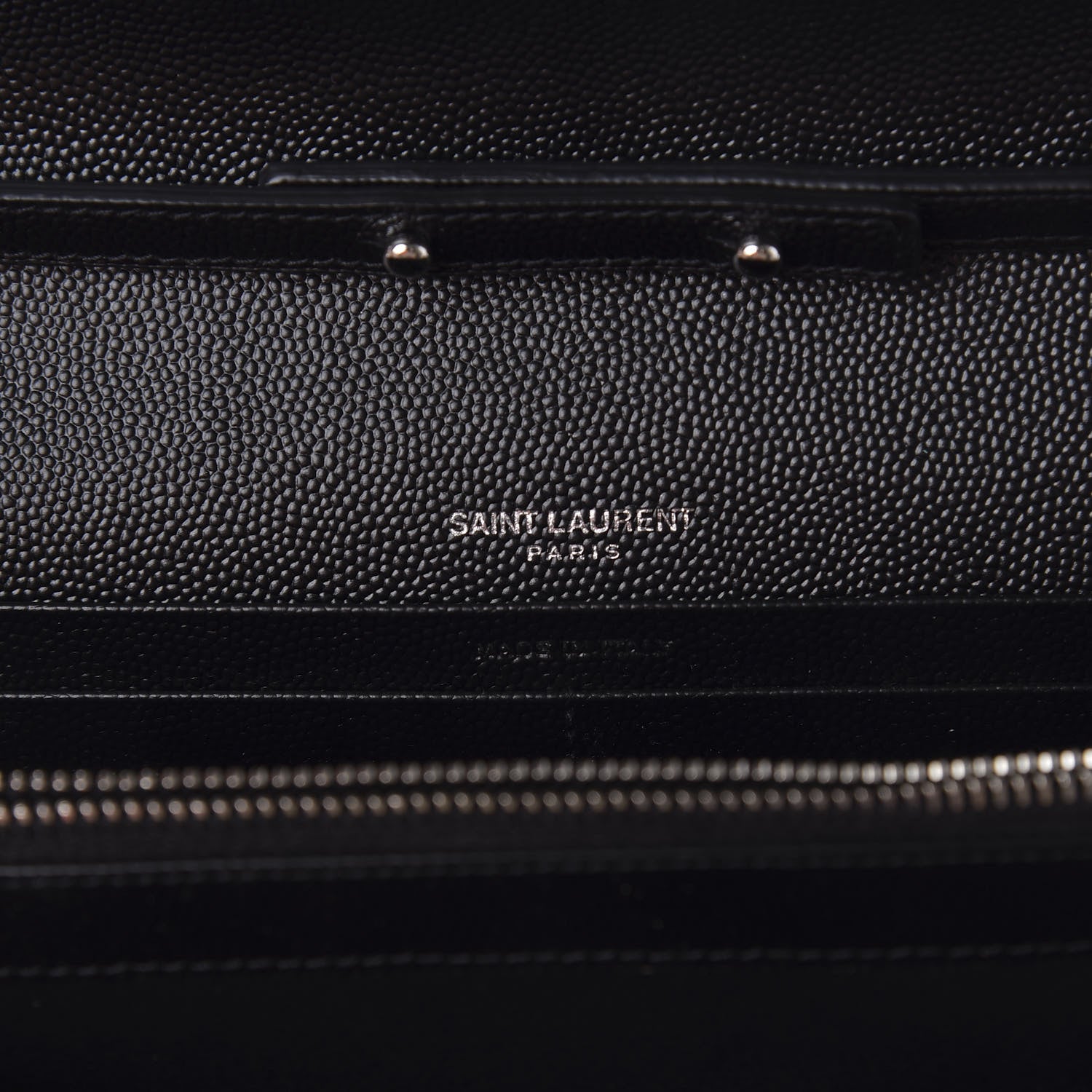 Saint Laurent Grain De Poudre Matelasse Chevron Monogram Chain Wallet Black 8 of 9