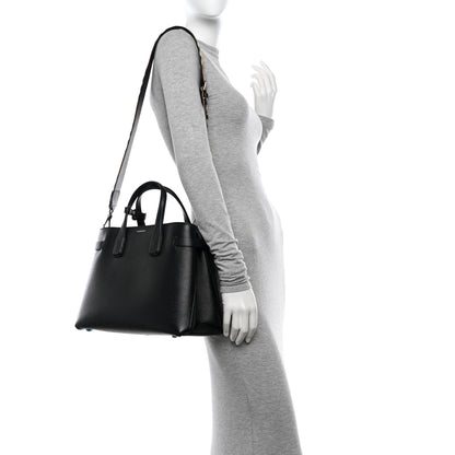 Burberry Derby Calfskin House Check Medium Banner Tote Black 2 of 11
