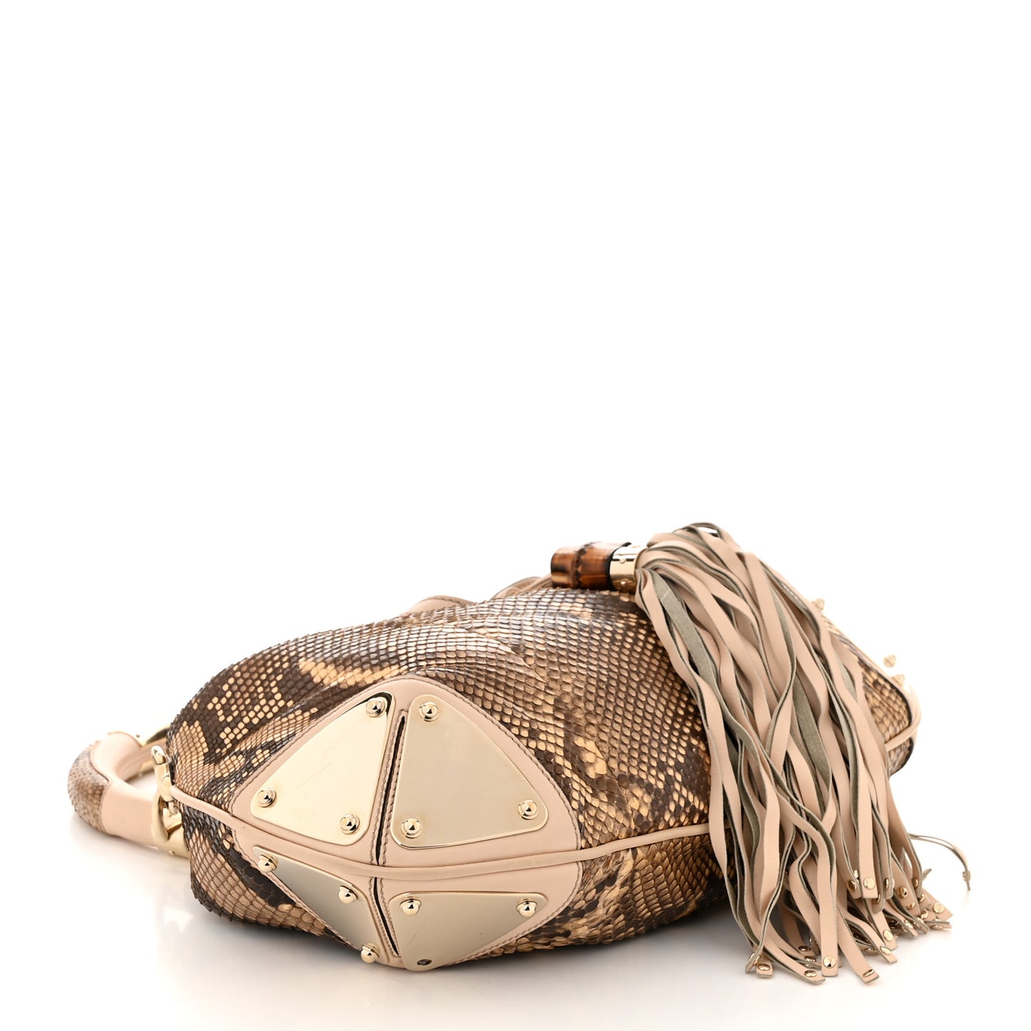 Python Medium Indy Top Handle Hobo Brown Beige Light Pink