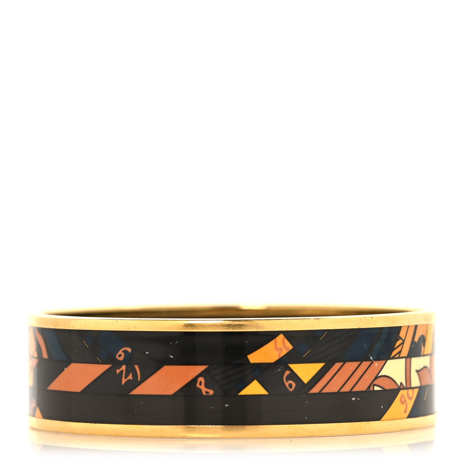 Hermes Enamel Printed Wide Astrologie Nouvelle Bracelet 70 Émail Noir Or 3 of 5