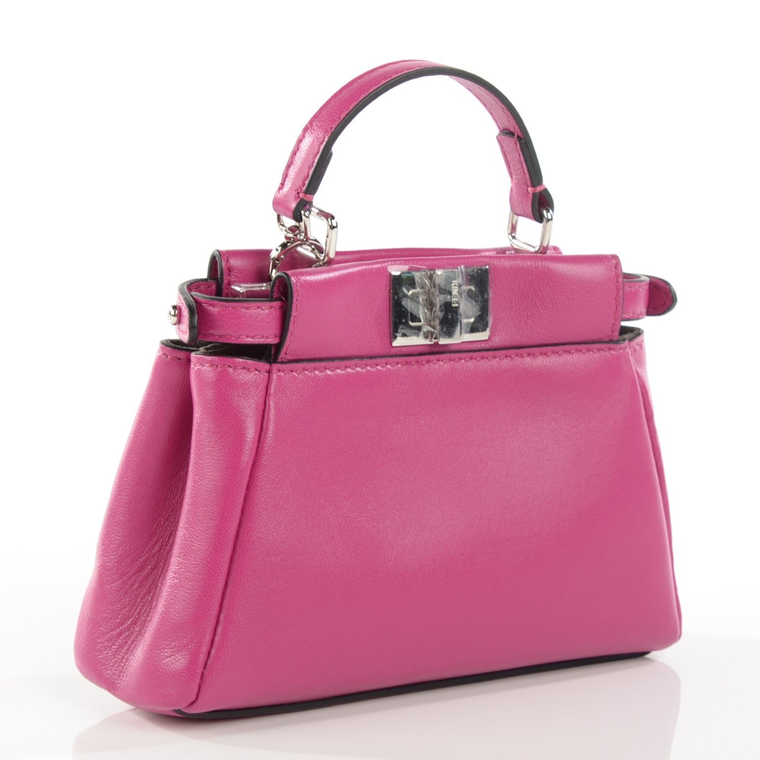 Fendi Nappa Micro Peekaboo Iconic Satchel Magenta 3 of 8