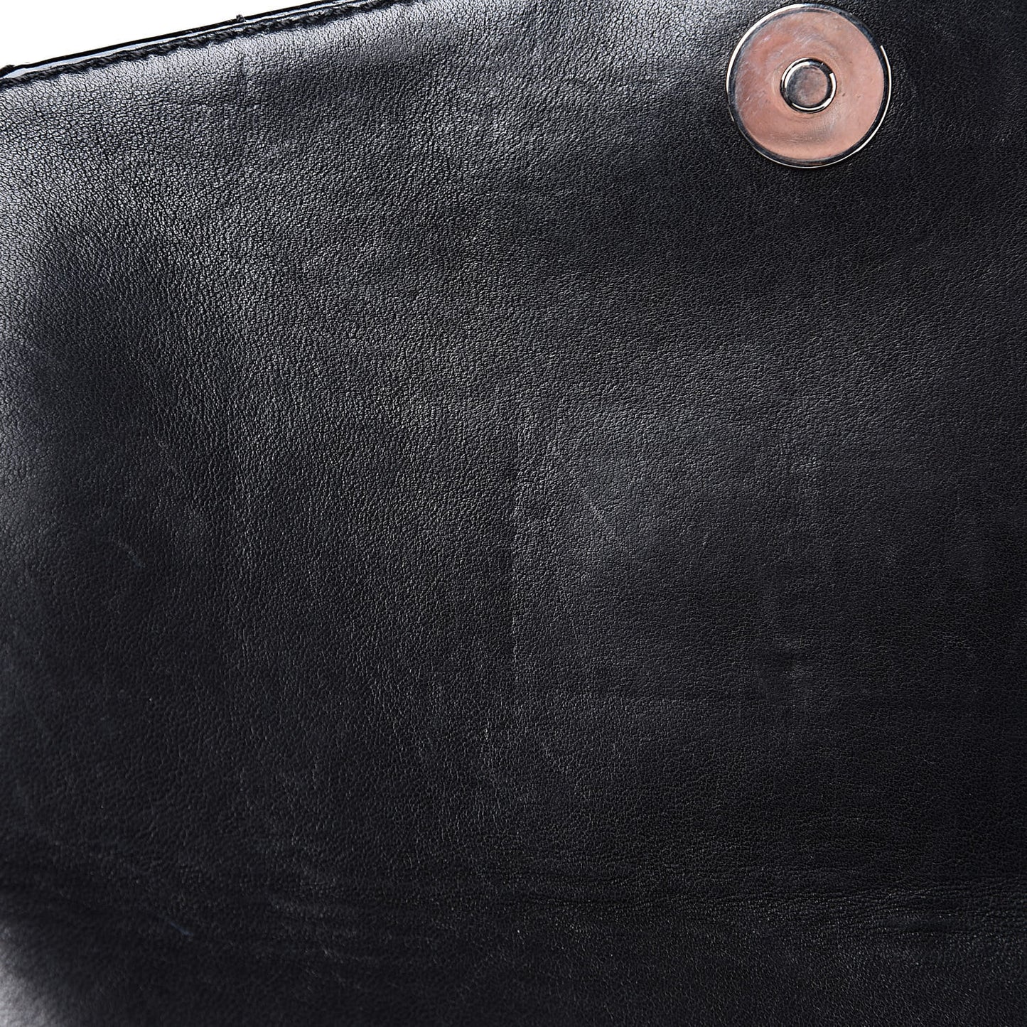 Patent Square Stitched CC Flap Clutch Black
