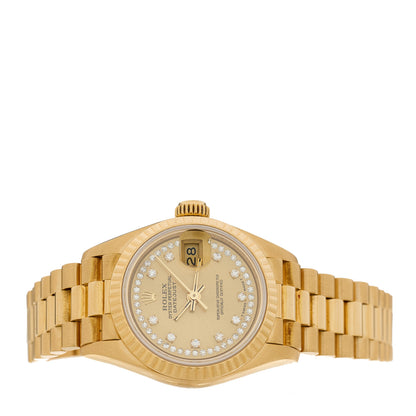 Rolex 18K Yellow Gold Diamond 26mm Datejust President Watch Champagne 69178 2 of 4