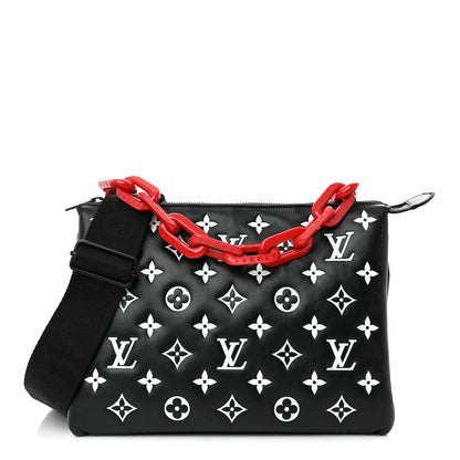 Louis Vuitton Lambskin Embossed Monogram Coussin PM Black White 1 of 9