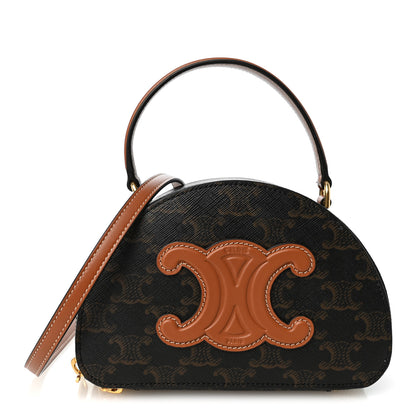 Celine Calfskin Triomphe Canvas Half Moon Case Tan 1 of 10