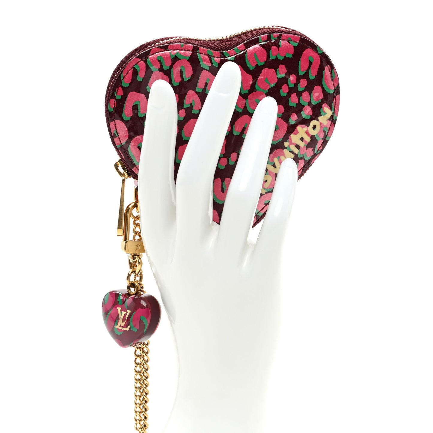 Vernis Leopard Coeur Heart Coin Purse Rouge Fauviste